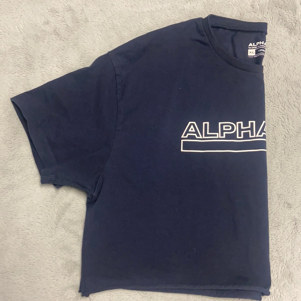 Navy blue alphalete crop top.